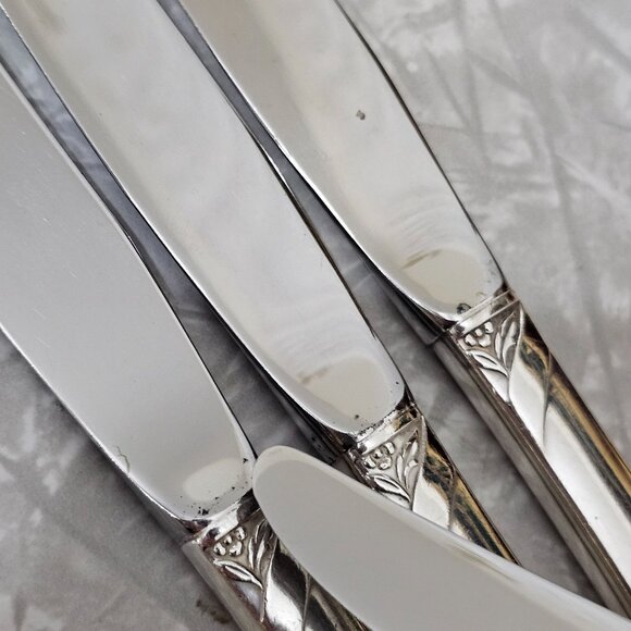 Oneida Silverplate Evening Star Dinner Knives 9" set-4 vintage 1950s - Picture 9 of 10